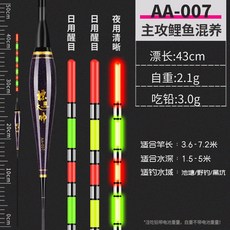 納米漂 魚漂 浮漂 釣漂 空心尾 夜光 魚漂 日夜兩用 加粗 近視電子漂 漁具, 1個, AA-07【鯉魚混養】吃鉛3.0克,紅綠【日夜兩用】超粗（1支漂1電池）