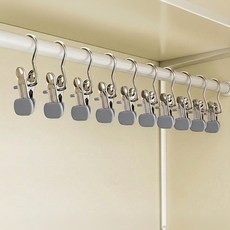 넓은 논슬립 스테인리스 바지 집게 옷걸이, 10개, 그레이