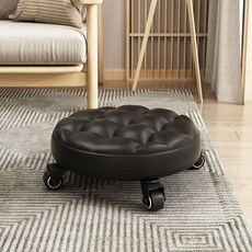 滑輪小凳子家用美縫椅萬向輪矮凳帶輪擦地移動小板凳學步神器圓凳, 升級款黑麵包金鑽輪（4輪）, 1個