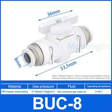 BUC BTC 4mm 6mm 8mm 10mm 회전 푸시인 공압식 전류 커넥터 12mm 제한 수동 스위치 밸브 핸드, BUC 08(white)