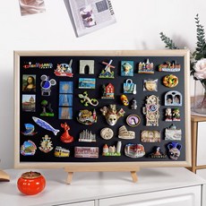 자석 보드판 칠판 기록 메모 사무실 자석보드판 벽걸이 세트 마그네틱 판 알루미늄, 중형 30x40cm 내추럴 우드 스탠드 포함