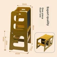 러닝타워 어린이 3-in-1 접이식 세면대 발판 다기능 주방 스툴 몬테소리 클라이밍 체어, 02 khaki