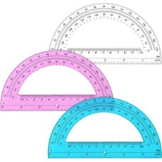 Zonon 100팩 15.2cm6인치 플라스틱 각도기 개학 180도 핑크 블루 투명 교실 수학 교사 학생 사무용품 투명 핑크 247907, 3