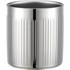 AOKZOE 빈티지 커피 컵 304 스테인리스 스틸18-10 이중 벽 단열 텀블러 실버 360ml 용량 수직 리브 패턴이 있는 핸들리스 디자인 뜨거운 음료 및 차가운 음료용