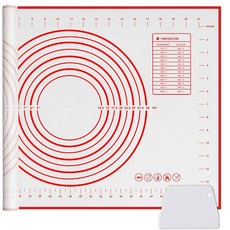 Qidoe 실리콘 베이킹 매트 16인치 x 24인치 추가 두꺼운 논스틱 등급 미끄럼 방지 빨간색, L 16 (W) 24 (L)