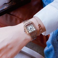 新款時尚方形復古羅馬刻度輕奢手錶 防水鋼帶女士手錶
