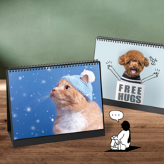 2026 고양이 강아지 2종 세트 탁상달력 반려동물 사진 캘린더, 1개, 냥이A+냥이B