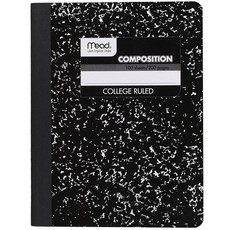 Mead 09932 연습장 대학 유선 필기 노트 유선형 내지 포함 대학생 및 K-12용 홈스쿨 용품 24.8 x 19.1cm (9.75 7.5인치) 100장 블랙 대, 1, Black Marble