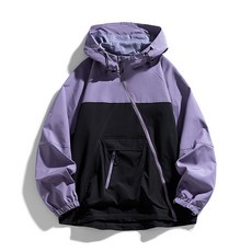 春季新款撞色軟殼沖鋒衣男外套-可二開長款運動夾克, 3XL码 建议体重（90-105公斤）, 暮色黑