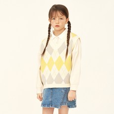 인디고키즈_ 아가일 브이넥 니트 조끼 IKVK24101