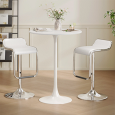바 의자 높이 조절 회전 바 의자 2P 바텐의자 60-80cm, 흰색, 2개