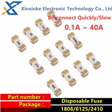 50PCS 1808/2410/6125 250V 0 75A 1/2/3/4/10/ 5A 1A, [00] 40A, [00] Slow