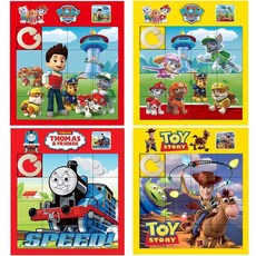 滑動拚圖 塑料拼闆 卡通移動滑塊 16格 兒童益智玩具 移動華容道 汪汪隊, 旺旺隊飛天+地面+火車+玩具, 1個