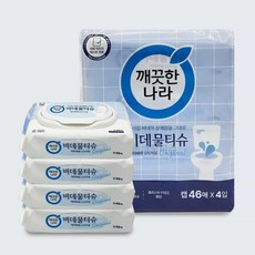 깨끗한나라 비데물티슈 캡형 46매 4팩 (Araium), 01 A.깨끗한나라 비데물티슈 캡형 46매 * 4입