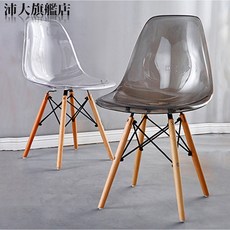 伊姆斯透明椅 北歐餐椅 楓木腳椅 工業風 L型餐椅, 透灰, 1個