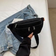 男女胸包時尚新款大容量休閒單肩包斜背包胸前包多隔層多功能戶外運動隨身手機包, 黑色
