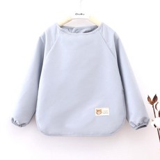 방수 순면 앞치마 식사용 팔토시 유아용 놀이 세트, 1개, 소형 로고 라이트그레이 긴소매, 소형 1-2세 신장60-80cm