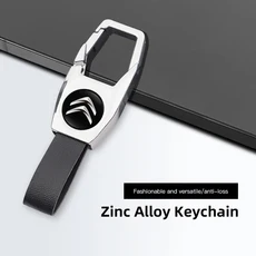 시트로엥 C1 DS3 Vts Saxo Xsara Picasso Berlingo용 금속 가죽 자동차 엠블럼 키체인, 01 CITROEN Silver