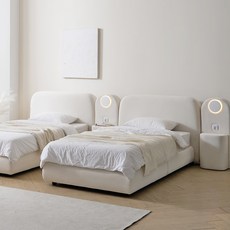 라자가구 벨리아 패브릭 호텔 침대 슈퍼싱글/퀸 침대 프레임+잇템 본넬, 아이보리