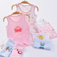 現貨兒童背心D6C 夏季竹節棉兒童工字背心 吊帶男女童卡通印花童裝 兒童無袖棉背心圓領