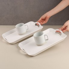 경량 서빙 트레이 가벼운 베이커리 카페 빵 쟁반, 비치화이트, 2개