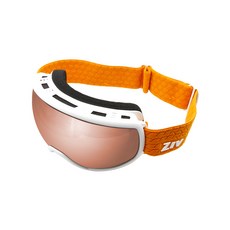 ZIV 滑雪護目鏡 雪鏡 S3/S4/S5/S6 抗UV防刮防霧 廣闊視野 可調彈性頭帶 可戴近視眼鏡 風鏡, S3-白框+太陽橘水銀色鏡片, 1個
