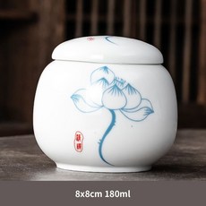 窯變小瓷罐 家用密封罐 帶蓋, 荷韻茶葉罐, 1個