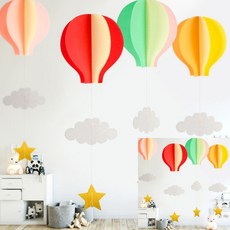 열기구 모빌 종이 포토존 아이 방 꾸미기 인테리어, 3-열기구장식-파랑