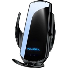 POLYWELL 15W 無線車充支架，Qi無線充電，自動開合，台灣認證，適用iPhone/安卓，台灣現貨, 銀色, FPX3000
