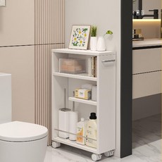 욕실 틈새 수납장 사이드 선반 주방 4단 슬림 트롤리, A. 너비 15 깊이 47.5 높이 68.5, B. 완전히 조립됨, B. 폭15깊이47.5높이68.5올화이트