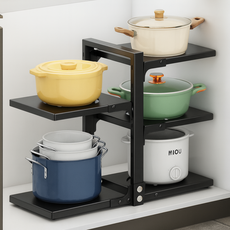 볼리오 높이조절 냄비 후라이팬 정리대 거치대, 1개, 블랙, 5단