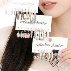 RoseAria 기하학 포인트 귀걸이 15종 세트