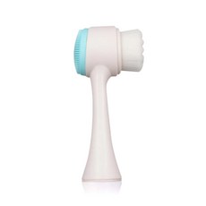 雙面潔顏刷 纖維毛/矽膠 藍白/粉白 清潔+按摩, 1個, 天空藍