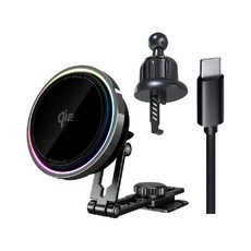 SAVEWO 磁吸車用無線充電座 15W 磁吸手機支架 RGB 車充, 黑色, MagMount PRO Qi2 半導體製冷磁吸車充（標準版）