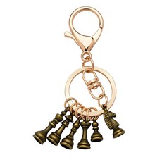 Kilener 남성용 여성용 체스 키체인 선물 자동차 열쇠고리 지갑 가방 참 핸드백 액세서리 골드. 스몰