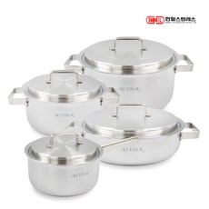 에테르 통5중 무연마제 스텐레스 IH 인덕션호환 냄비세트 4종(편18+양20+24+전24), 단품, 단품