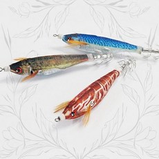 한치낚시 에기루어 수평형 투명바디 레드스트라이프 새우모형 미끼, 5