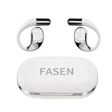 연화삼월 고음질 무선 블루투스 이어폰 귀걸이형 운동 이어폰 통화 디지털 전력 표시 이어커프 오픈형 귀찌, 화이트