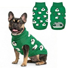 Vehomy 귀여운 양 패턴이 있는 따뜻한 강아지 스웨터 개 니트 보온 옷 부드럽고 통기성이 좋은 반려동물 니트웨어 아늑한 풀오버 의상 소형 중형 대형견용 S
