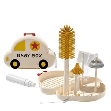 Baby Box 嬰兒奶瓶瀝水架 奶瓶刷套装, 黃色, 1個