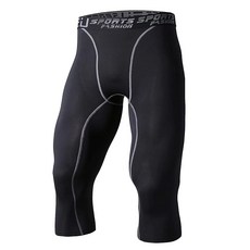 Sillictor 스포츠 레깅스 남성 파워 스트레치 7부 언더웨어 컴프레션 타이츠 UV 차단 + 흡한 속건 블랙 3327blk-XXXL