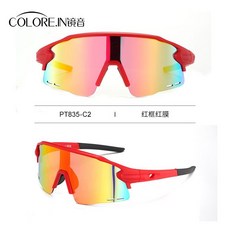 鏡音運動防護眼鏡 運動鏡 防風沙護目眼鏡 戶外騎行登山專用 TYT6, 1個, 紅框紅膜