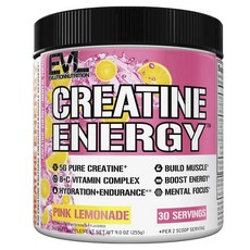 EVLUTIONNUTRITION 肌酸能量粉紅檸檬風味, 255g, 1個