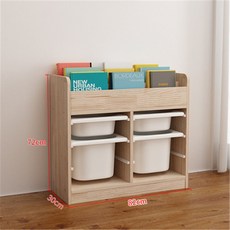 兒童實木書櫃玩具收納架：多層落地繪本架，寶寶閱讀置物好幫手, 2*3實木柜【含收納盒】