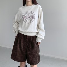 [행복여] 보타니컬 프린팅 루즈핏 세미 크롭 맨투맨