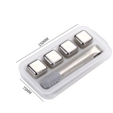 304不鏽鋼冰塊組 4入/8入 冰鎮飲品 物理降溫, 1個, 4入 +收納盒+矽膠夾