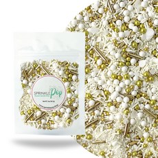 웨딩 화이트 스프링클스| 파스텔 신부 샤워 기념일 클래식 골 Wedding White Sprinkle Mix| Made In USA By Sprinkle Pop| Pastel Wh, 2 온스 (1팩)