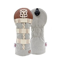 써클 디자인 골프 코드락 드라이버 우드 유틸 헤드커버 빈티지 베이지 감성 커버, 1개, 차콜