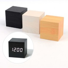 착착 우드 LED 디지털시계 사각큐브원목 집들이선물 홈데코리빙템, 흰색