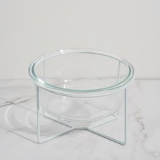 SPENCER 寵物玻璃飯碗 + 鐵架組合 大型, 白色, 1個